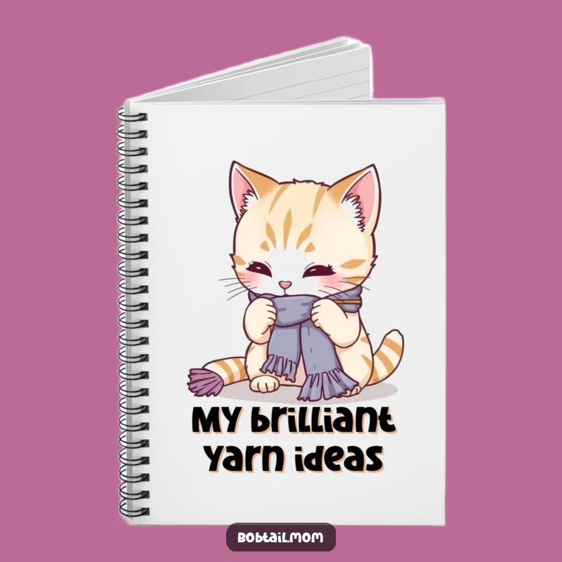 Funny Bobtail Cat Knitting Notebook: Jot Down Ideas with Feline Crafty Charm