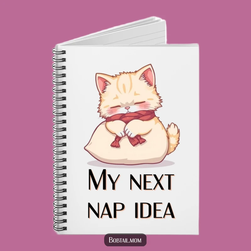 Funny Bobtail Cat Yarn Scarf Notebook - Jot Down Ideas with Feline Flair
