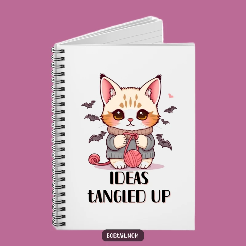 Funny Bobtail Cat Sweater Yarn Notebook - Journal Your Hilarious Thoughts