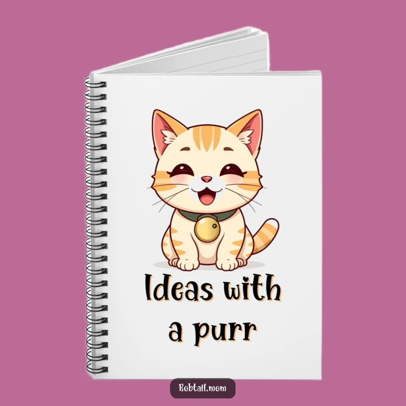 Funny Bobtail Cat Bell Collar Purr Notebook - Jot Down Thoughts with Happy Vibes