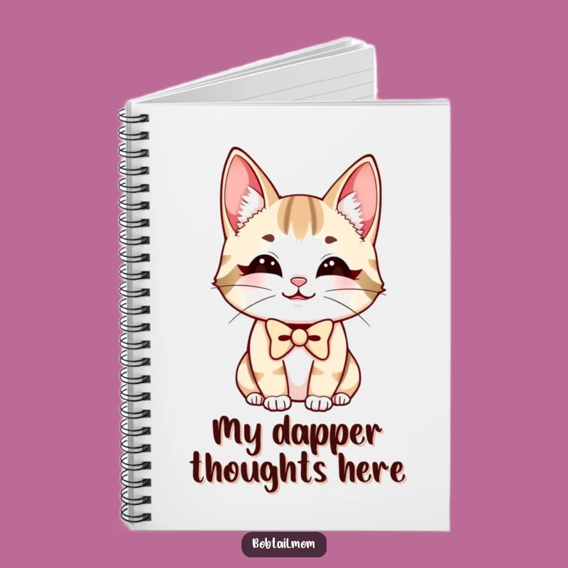 Funny Bobtail Cat Bowtie Notebook: Journal Smiling Feline Thoughts, Ideal Funny Gift