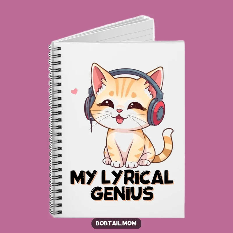 Funny Bobtail Cat Headphones Notebook: Your Soundtrack for Ideas