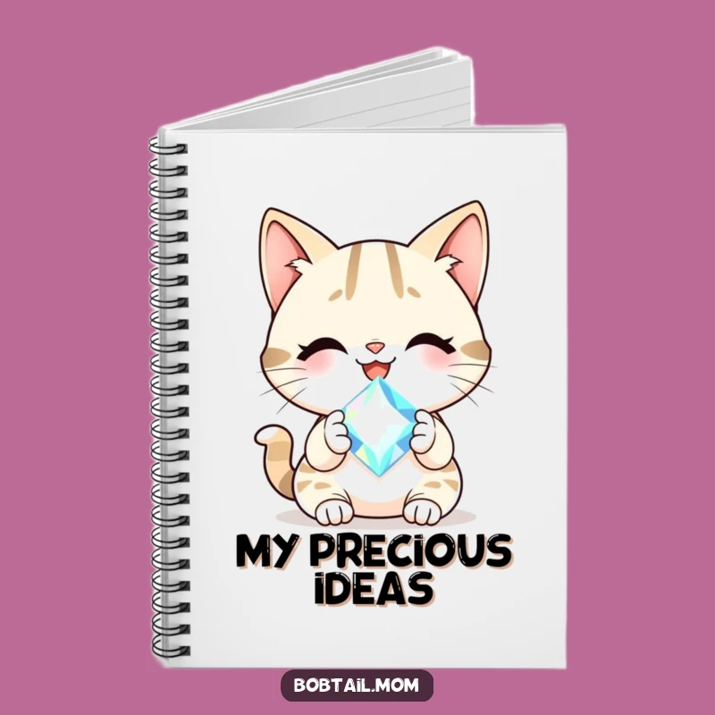 Funny Bobtail Cat Gem Notebook: Jot Down Happy Thoughts with Sparkling Inspiration