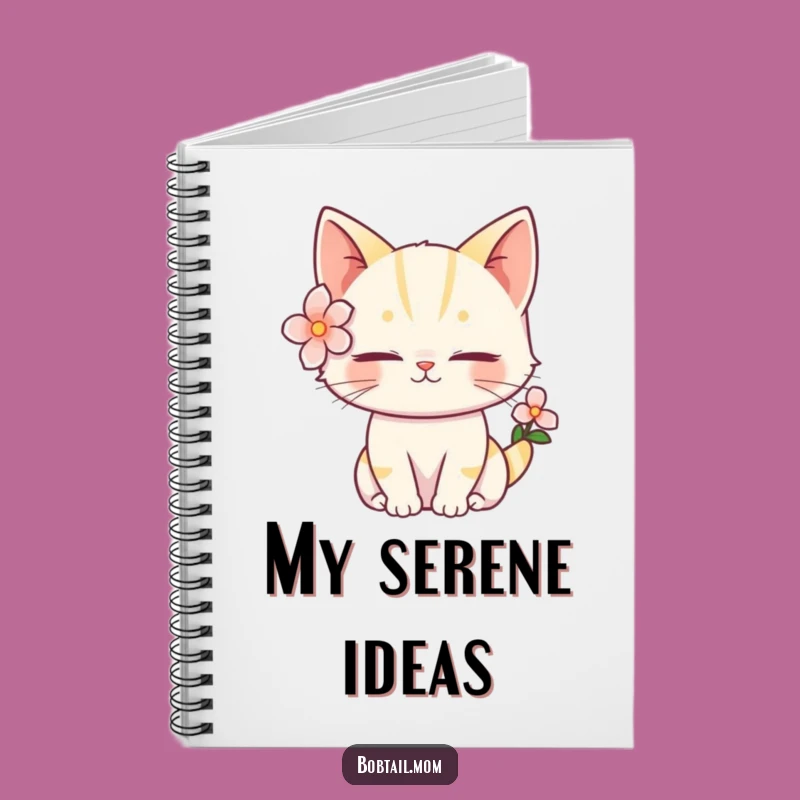 Funny Bobtail Cat Flower Notebook: Journal Serene Thoughts, Ideal Funny Gift