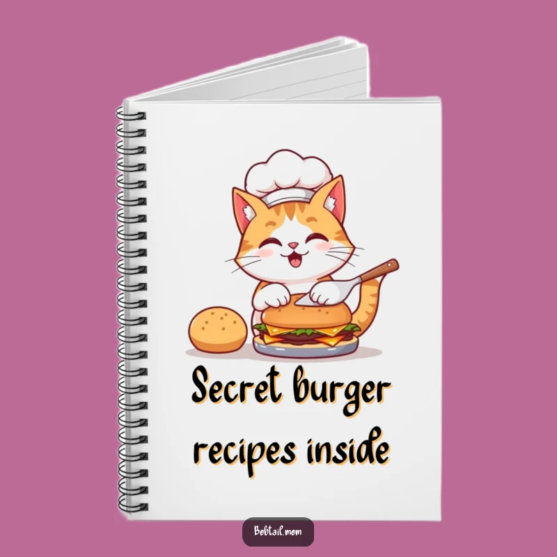 Funny Bobtail Cat Chef Notebook: Jot Down Recipes with Hilarious Burger Flipping Notes
