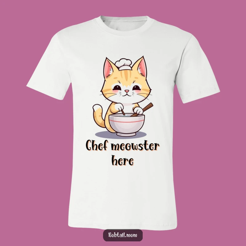 Funny Bobtail Cat Chef T-Shirt: Wearable Humor for the Culinary Cat Lover
