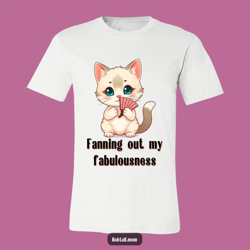 Funny Chic Bobtail Cat Fanning T-Shirt: A Stylish Gift for Fashionable Feline Fans
