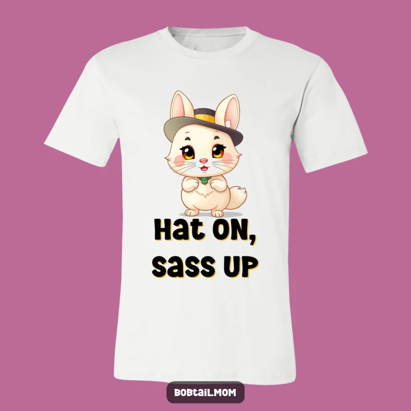 Funny Bobtail Sassy Hat T-Shirt: A Hilarious Statement Piece for Fashionable Feline Fans