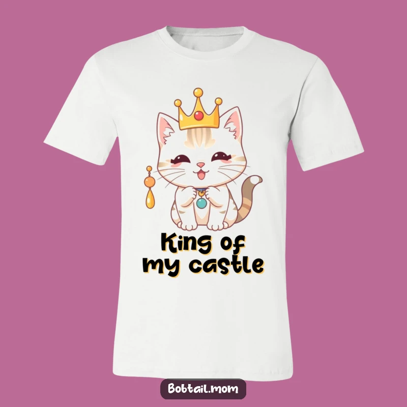 Funny Royal Bobtail Cat Crown T-Shirt: Wear Your Playful Majesty