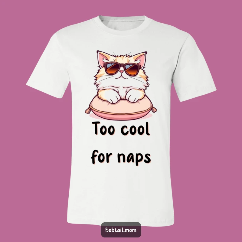 Funny Bobtail Cat Sunglasses T-Shirt - Lounging Kitty Fashion Gift