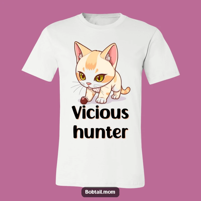 Funny Bobtail Cat T-Shirt: Determined Stalker Cat, Hilarious Action Tee