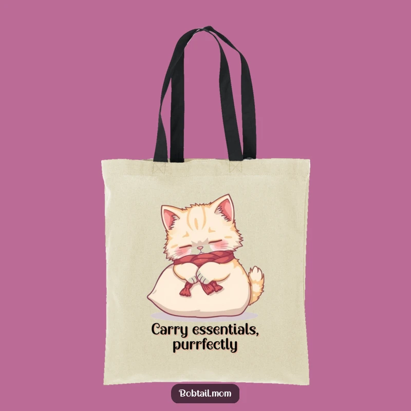 Funny Bobtail Cat Yarn Scarf Tote Bag - Stylish & Hilarious Cat Lover Accessory