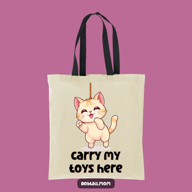 Funny Kawaii Bobtail Cat Pouncing Tote Bag: Stylish and Humorous Accessory