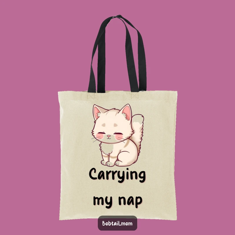 Funny Bobtail Cat Tote Bag: Cute Fluffy Cat Design, Practical & Stylish