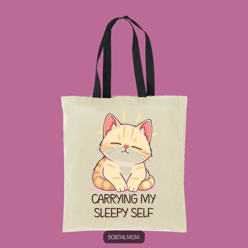 Funny Bobtail Cat Sunbeam Nap Tote Bag - Chic & Humorous Everyday Carry