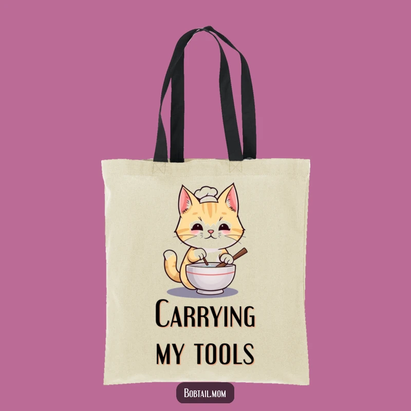 Funny Bobtail Cat Chef Tote Bag: Carry Your Essentials with Culinary Cat Charm