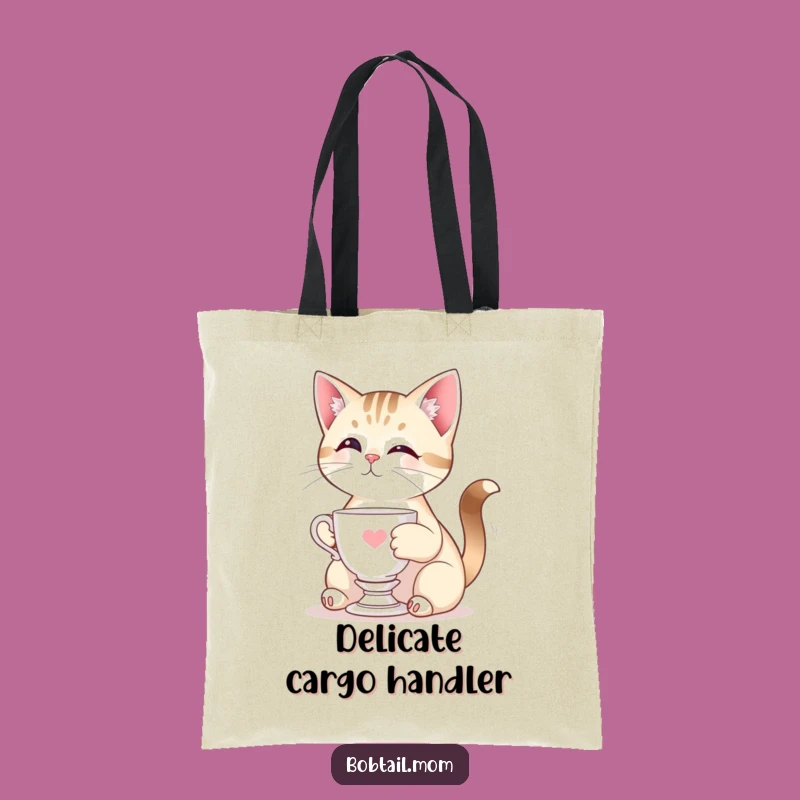Funny Bobtail Cat Teacup Tote Bag - Elegant & Hilarious Accessory