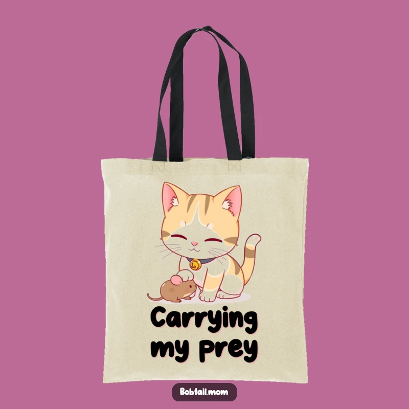 Funny Bobtail Cat Mouse Tote Bag: Carry Your Essentials with Playful Feline Charm