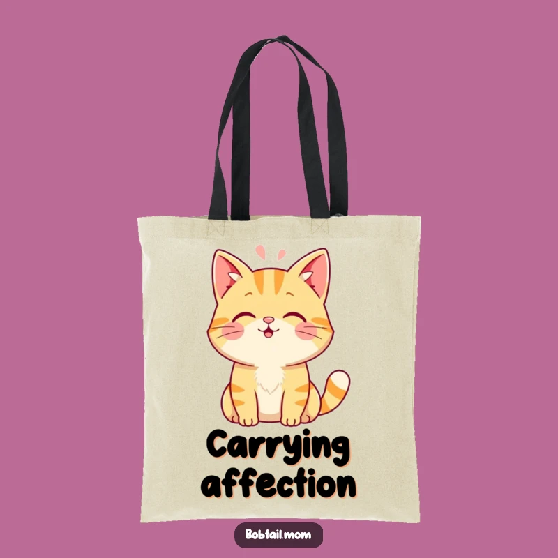 Funny Bobtail Cat Tote Bag: Carry Your Love with a Head Boop Design Gift