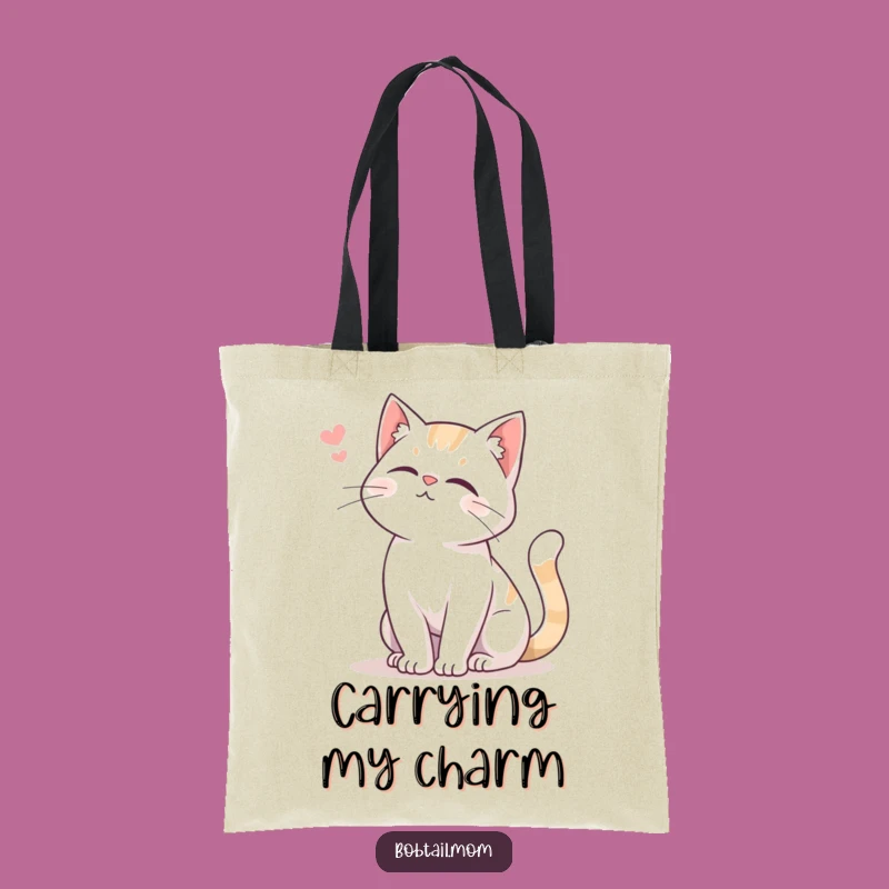 Funny Bobtail Cat Tote Bag: Gentle Tail Swish Design, Practical Charm