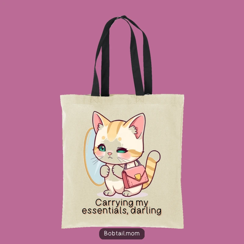 Funny Bobtail Cat Vanity Tote Bag: Carry Your Essentials with Glamour