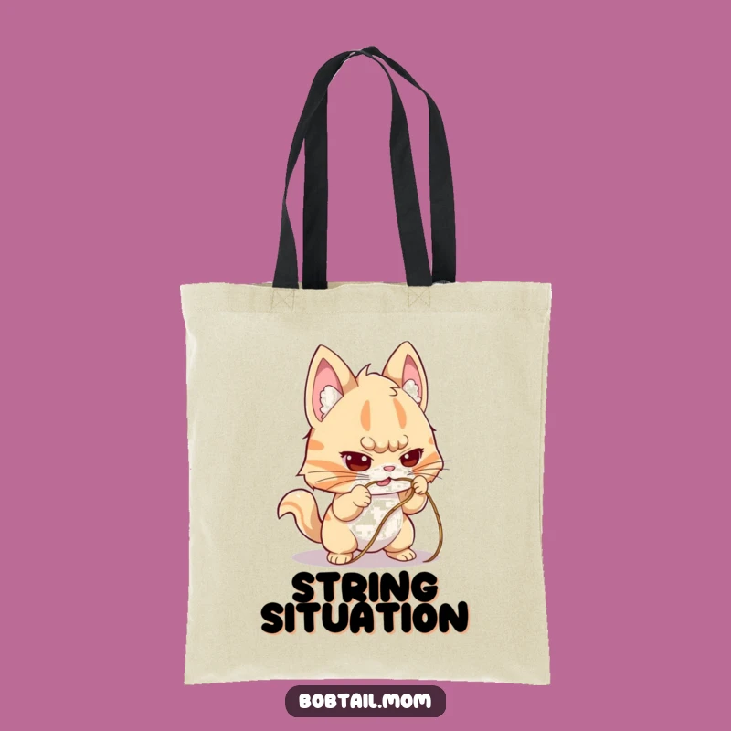 Funny Bobtail String Tote Bag: Durable Determined Dog Accessory, Great Funny Gift Idea
