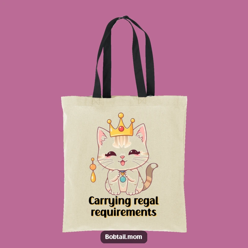 Funny Royal Bobtail Cat Tote Bag: Carry Your Treasures in Style