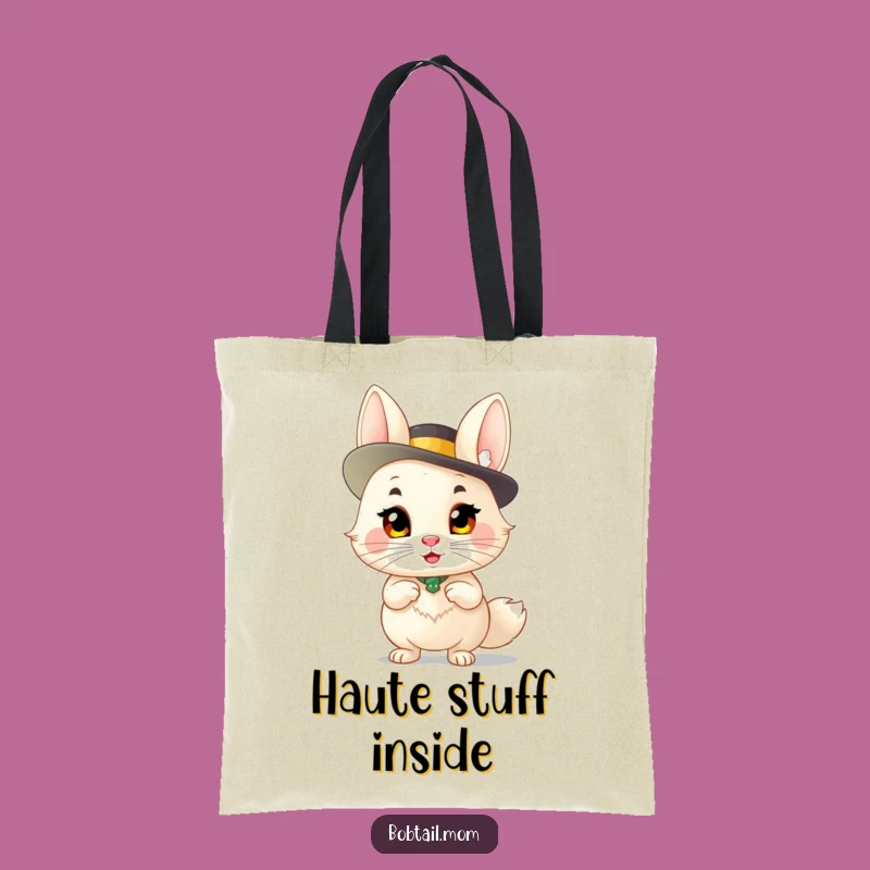 Funny Bobtail Sassy Hat Tote Bag: Carry Your Essentials with Feline Flair, a Humorous Gift