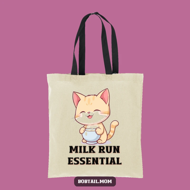 Funny Bobtail Cat Milk Balance Tote Bag: Carry Your Laughs in Style